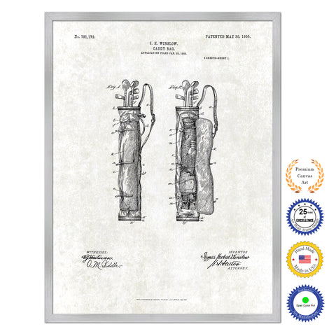 1905 Caddy Bag Old Patent Art Print on Canvas Custom Framed Vintage Home Decor Wall Decoration Great for Gifts