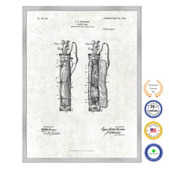 1905 Caddy Bag Old Patent Art Print on Canvas Custom Framed Vintage Home Decor Wall Decoration Great for Gifts