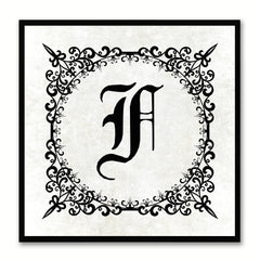 Alphabet F White Canvas Print Black Frame Kids Bedroom Wall Décor Home Art