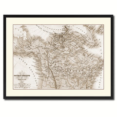 Canada Alaska Vintage Sepia Map Canvas Print, Picture Frame Gifts Home Decor Wall Art Decoration