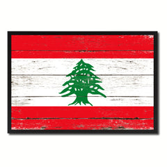 Lebanon Country National Flag Vintage Canvas Print with Picture Frame Home Decor Wall Art Collection Gift Ideas