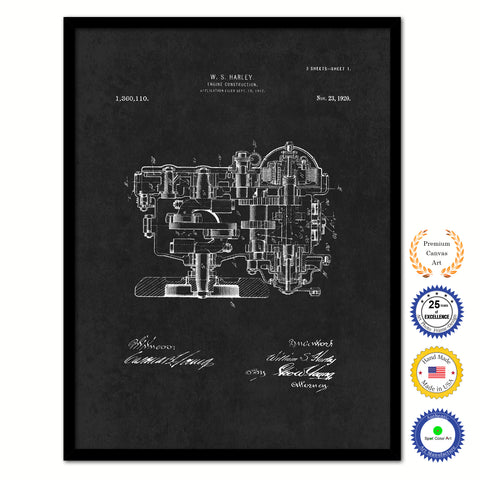 1920 Engine Construction Old Patent Art Print on Canvas Custom Framed Vintage Home Decor Wall Decoration Great for Gifts