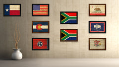 South Africa Country Flag Vintage Canvas Print with Brown Picture Frame Home Decor Gifts Wall Art Decoration Artwork