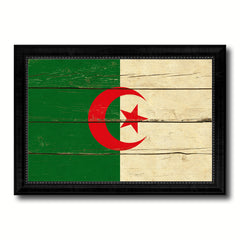 Algeria Country Flag Vintage Canvas Print with Black Picture Frame Home Decor Gifts Wall Art Decoration Artwork