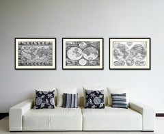 Frederick Ee Wit   Vintage B&W Map Canvas Print, Picture Frame Home Decor Wall Art Gift Ideas