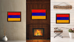 Armenia Country Flag Vintage Canvas Print with Brown Picture Frame Home Decor Gifts Wall Art Decoration Artwork