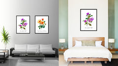 Purple Rose Flower Canvas Print with Picture Frame Floral Home Decor Wall Art Living Room Decoration Gifts
