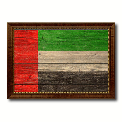United Arab Emirates Country Flag Texture Canvas Print with Brown Custom Picture Frame Home Decor Gift Ideas Wall Art Decoration