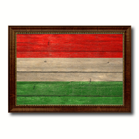 Hungary Country Flag Texture Canvas Print with Brown Custom Picture Frame Home Decor Gift Ideas Wall Art Decoration