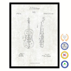 1862 Violin Old Patent Art Print on Canvas Custom Framed Vintage Home Decor Wall Decoration Great for Gifts