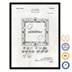 1935 Monopoly Board Game Apparatus Old Patent Art Print on Canvas Custom Framed Vintage Home Decor Wall Decoration Great for Gifts