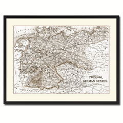 Prussia Germany Vintage Sepia Map Canvas Print, Picture Frame Gifts Home Decor Wall Art Decoration