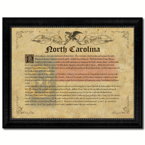 North Carolina Vintage History Flag Canvas Print, Picture Frame Gift Ideas Home Décor Wall Art Decoration