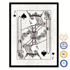 One Eye Jack Spades Poker Decks of Vintage Cards Print on Canvas Black Custom Framed