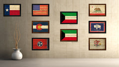 Kuwait Country Flag Vintage Canvas Print with Brown Picture Frame Home Decor Gifts Wall Art Decoration Artwork