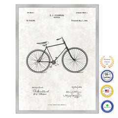 1894 Bicycle Old Patent Art Print on Canvas Custom Framed Vintage Home Decor Wall Decoration Great for Gifts