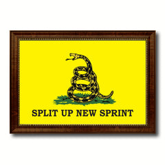 Split Up New Sprint Military Flag Canvas Print with Brown Picture Frame Home Decor Wall Art Gift Ideas
