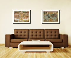 Macro Closeup Vintage Antique Map Wall Art Home Decor Gift Ideas Canvas Print Custom Picture Frame