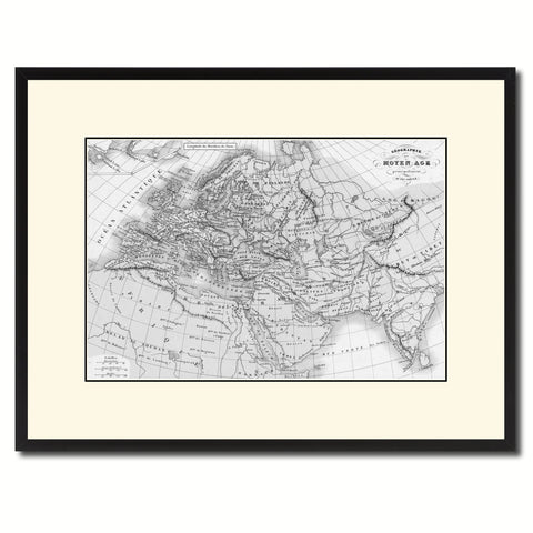 Europe In The Middle Ages Crusades Vintage B&W Map Canvas Print, Picture Frame Home Decor Wall Art Gift Ideas