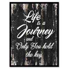 Life is a journey & only you hold the key Motivational Quote Saying Canvas Print with Picture Frame Home Decor Wall Art