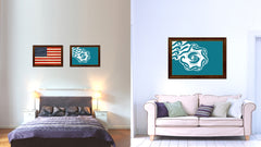 Seattle City Washington State Flag Canvas Print Brown Picture Frame