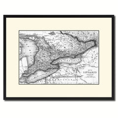 Ontario Canada Vintage B&W Map Canvas Print, Picture Frame Home Decor Wall Art Gift Ideas