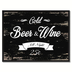 Fresh Beer & Wine Vintage Sign Black Canvas Print Home Decor Wall Art Gifts Picture Frames