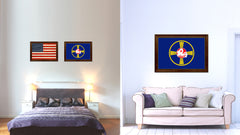 Omaha City Nebraska State Flag Canvas Print Brown Picture Frame
