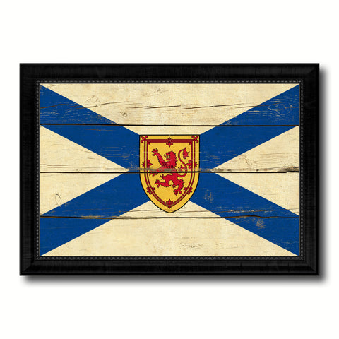 Nova Scotia Province City Canada Country Vintage Flag Canvas Print Black Picture Frame