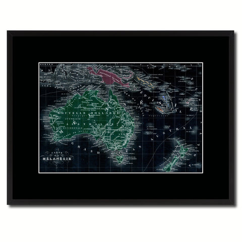 New Zealand Oceania Australia Vintage Vivid Color Map Canvas Print, Picture Frame Home Decor Wall Art Office Decoration Gift Ideas