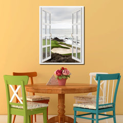 Pebble Beach California Golf Course Picture French Window Canvas Print with Frame Gifts Home Decor Wall Art Collection