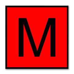 Alphabet M Red Canvas Print Black Frame Kids Bedroom Wall Décor Home Art