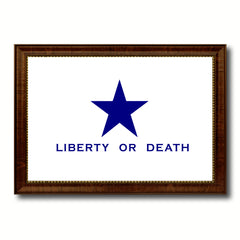 Liberty or Death Flag Goliad Texas Battle Independence Military Flag Canvas Print with Brown Picture Frame Home Decor Wall Art Gift Ideas