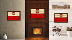 Poland Country Flag Vintage Canvas Print with Brown Picture Frame Home Decor Gifts Wall Art Decoration Artwork