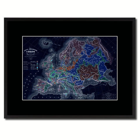 Europe Geological Vintage Vivid Color Map Canvas Print, Picture Frame Home Decor Wall Art Office Decoration Gift Ideas