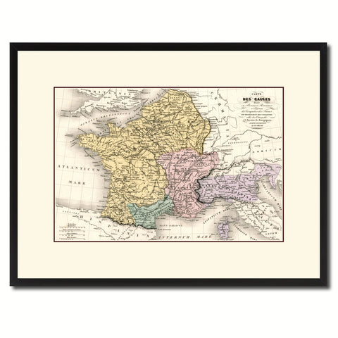 France Vintage Antique Map Wall Art Home Decor Gift Ideas Canvas Print Custom Picture Frame