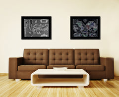 Japan Vintage Monochrome Map Canvas Print, Gifts Picture Frames Home Decor Wall Art