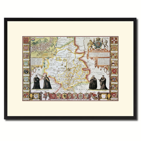 Cambridgeshire Vintage Antique Map Wall Art Home Decor Gift Ideas Canvas Print Custom Picture Frame