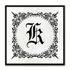 Alphabet K White Canvas Print Black Frame Kids Bedroom Wall Décor Home Art