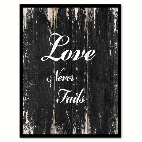 Love never fails Romantic Quote Saying Canvas Print with Picture Frame Home Decor Wall Art