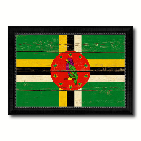 Dominica Country Flag Vintage Canvas Print with Black Picture Frame Home Decor Gifts Wall Art Decoration Artwork