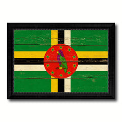 Dominica Country Flag Vintage Canvas Print with Black Picture Frame Home Decor Gifts Wall Art Decoration Artwork