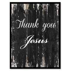 Thank you Jesus Religious Quote Saying Canvas Print with Picture Frame Home Decor Wall Art