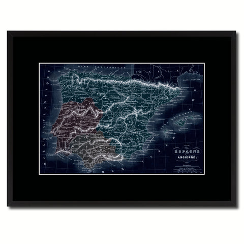 Spain Portugal Vintage Vivid Color Map Canvas Print, Picture Frame Home Decor Wall Art Office Decoration Gift Ideas