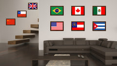 Georgia State Flag Canvas Print with Custom Brown Picture Frame Home Decor Wall Art Decoration Gifts