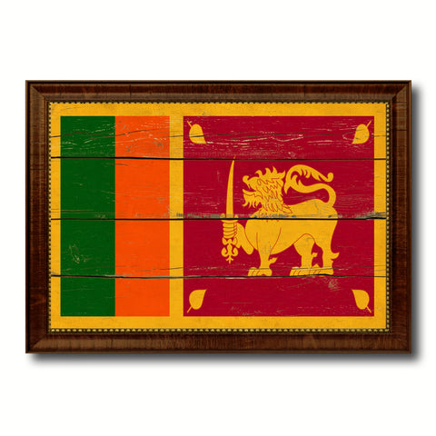 Sri Lanka Country Flag Vintage Canvas Print with Brown Picture Frame Home Decor Gifts Wall Art Decoration Artwork