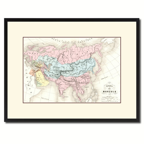 Mongolian Empire Asia Vintage Antique Map Wall Art Home Decor Gift Ideas Canvas Print Custom Picture Frame