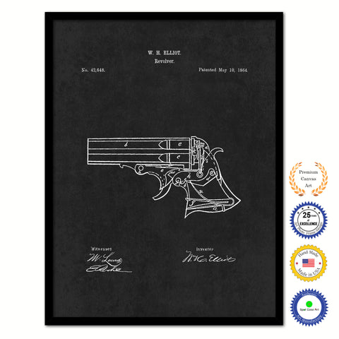 1864 Gun Revolver Old Patent Art Print on Canvas Custom Framed Vintage Home Decor Wall Decoration Great for Gifts