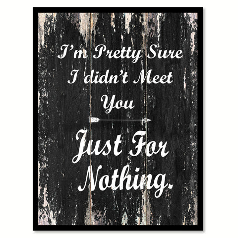 I'm pretty sure I didn't meet you just for nothing Funny Quote Saying Canvas Print with Picture Frame Home Decor Wall Art