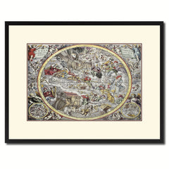 Christian Celestial Hemisphere Vintage Antique Map Wall Art Home Decor Gift Ideas Canvas Print Custom Picture Frame